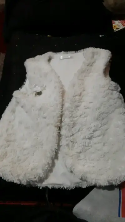 Chaleco de piel sintética blanco para mujer - miniatura 1