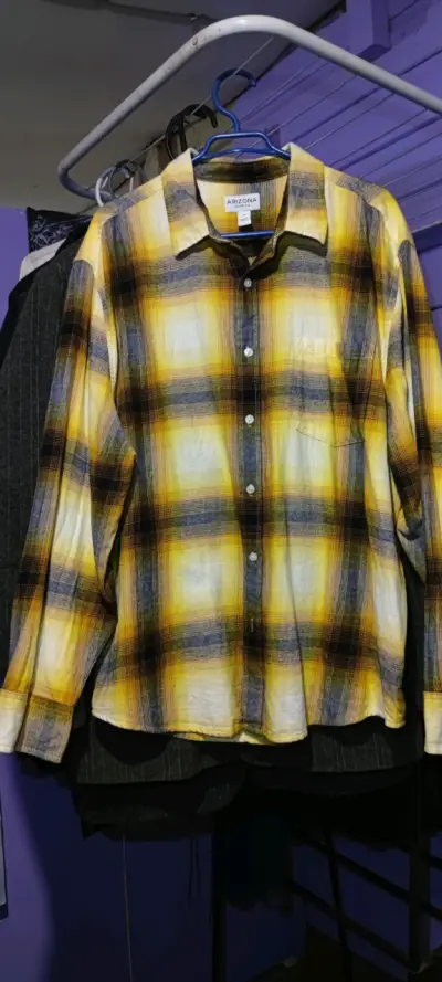 Camisa de franela a cuadros amarilla Arizona - miniatura 1