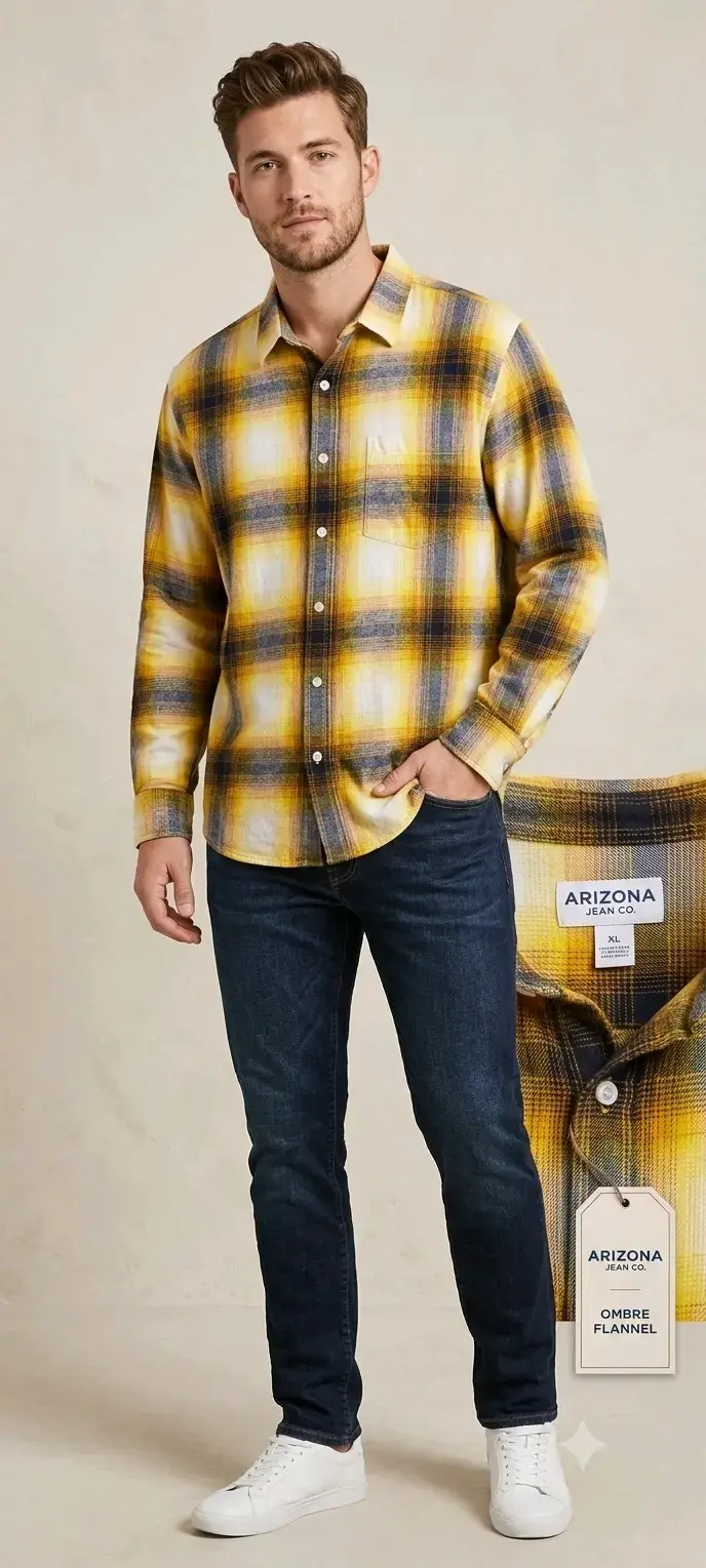 Camisa de franela a cuadros amarilla Arizona - 2