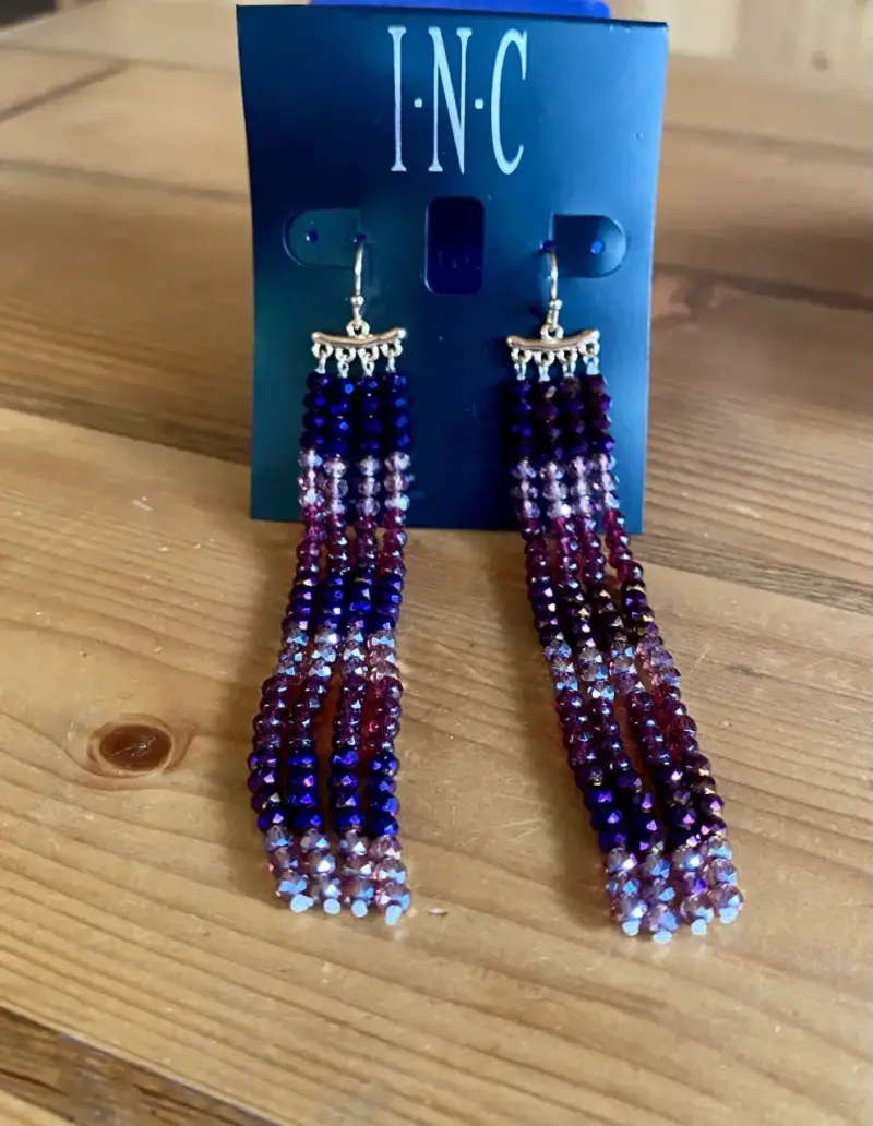Pendientes largos de cuentas brillantes INC - 1