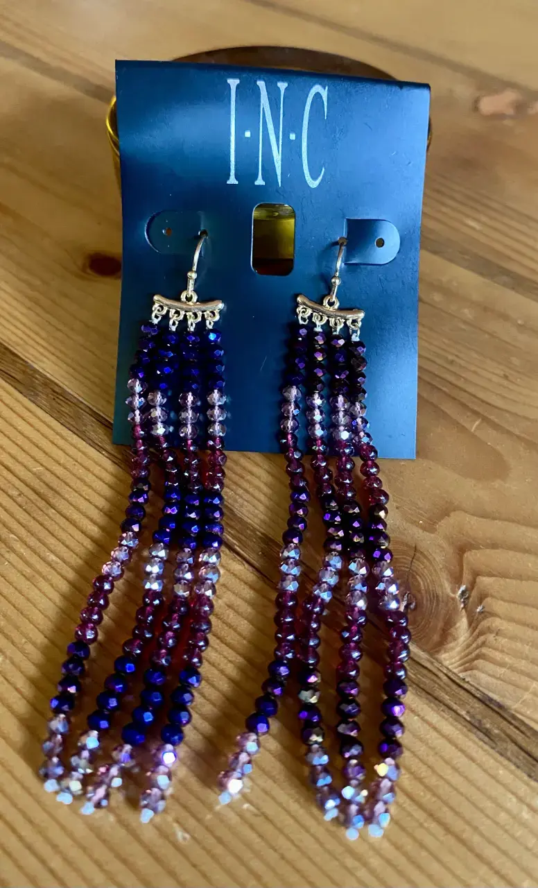 Pendientes largos de cuentas brillantes INC - 2