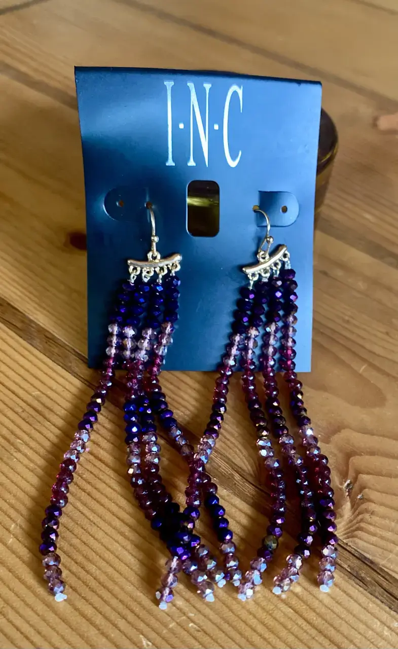 Pendientes largos de cuentas brillantes INC - 3