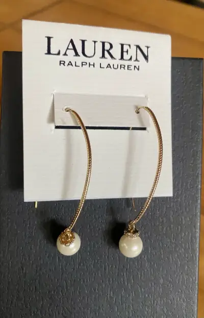 Aros colgantes dorados con perlas Lauren Ralph Lauren - miniatura 1