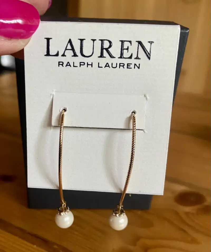 Aros colgantes dorados con perlas Lauren Ralph Lauren - 2