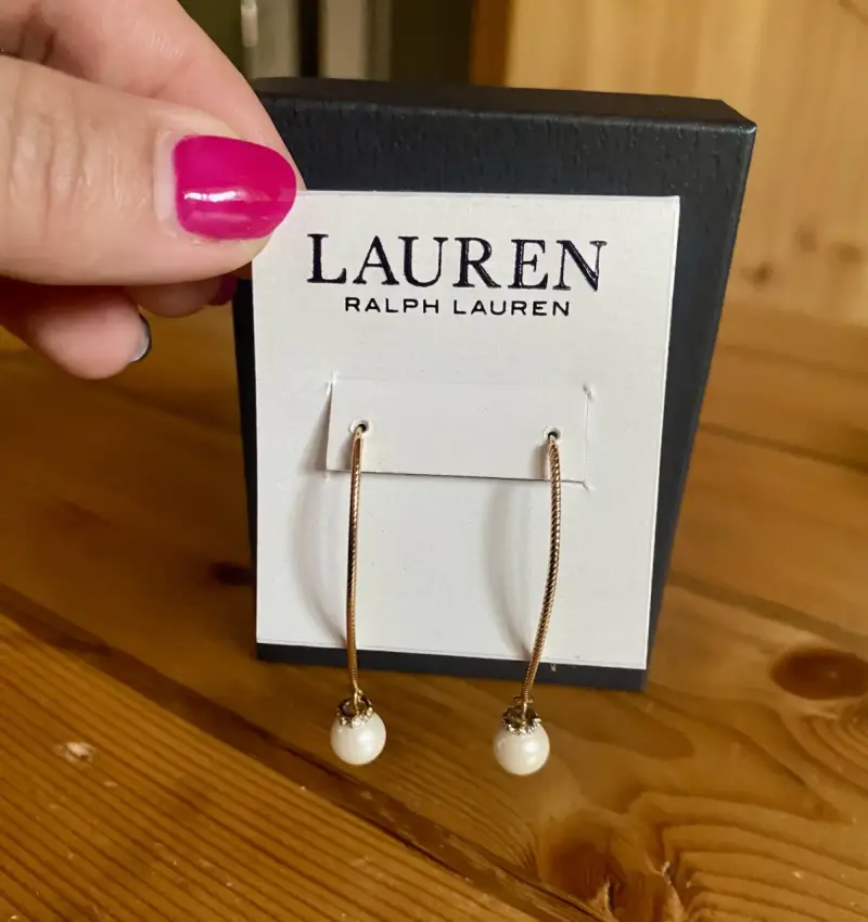 Aros colgantes dorados con perlas Lauren Ralph Lauren - 3