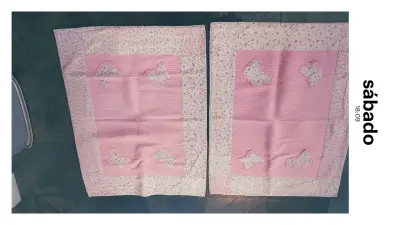Set de 2 bajadas de cama rosas con mariposas - miniatura 3