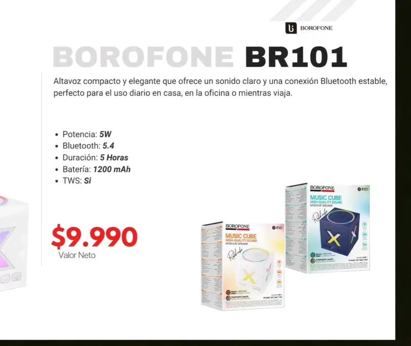 Altavoz Bluetooth Borofone BR101 con luces LED - 2