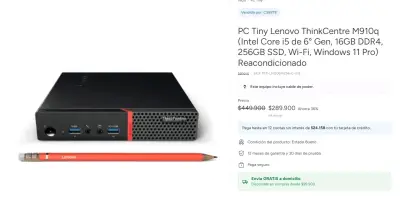 PC Tiny Lenovo ThinkCentre con Intel Core i5 y 1 - miniatura 5
