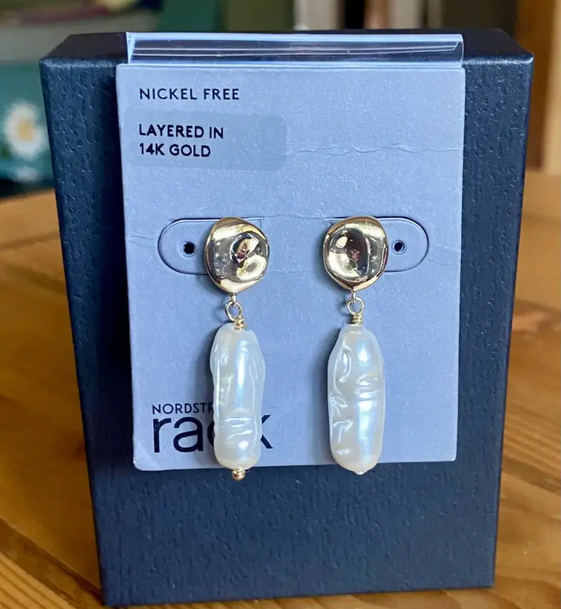 Pendientes de perlas enchapados en oro 14K - 1
