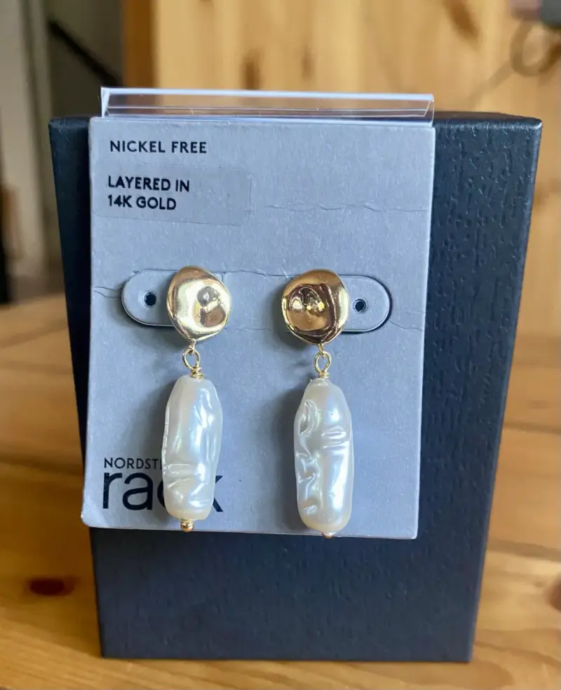 Pendientes de perlas enchapados en oro 14K - 2