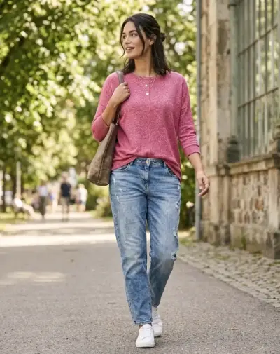 Polera Magenta de manga larga para mujer - miniatura 1