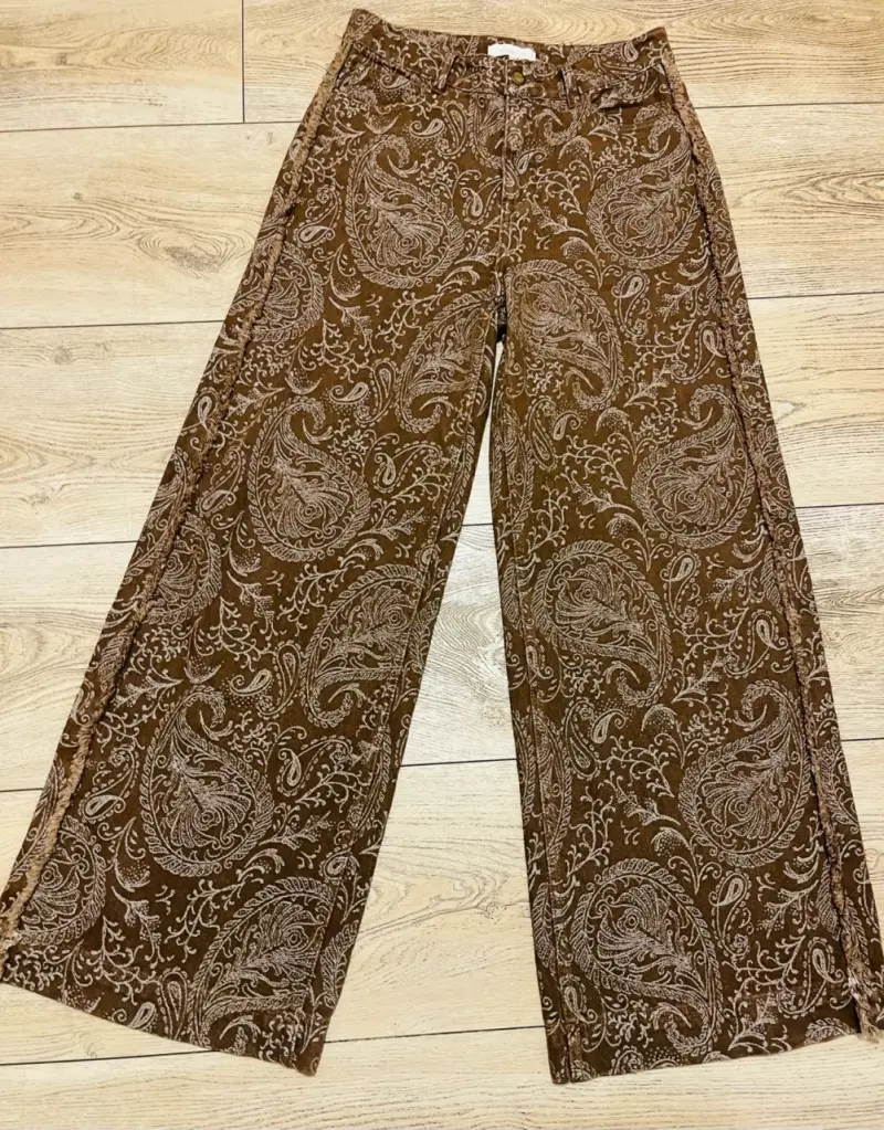 Pantalones anchos estampados marrón Tattienne - 1