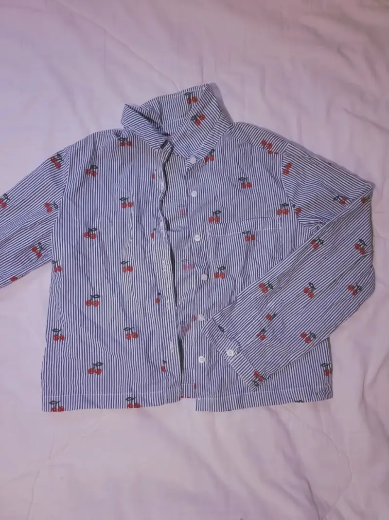 Camisa de rayas con cerezas para niña talla 16 - 1
