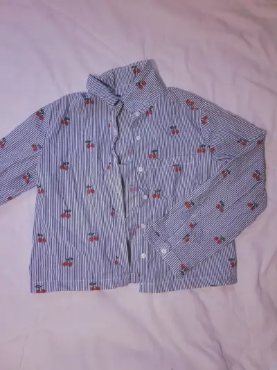 Camisa de rayas con cerezas para niña talla 16 - miniatura 1