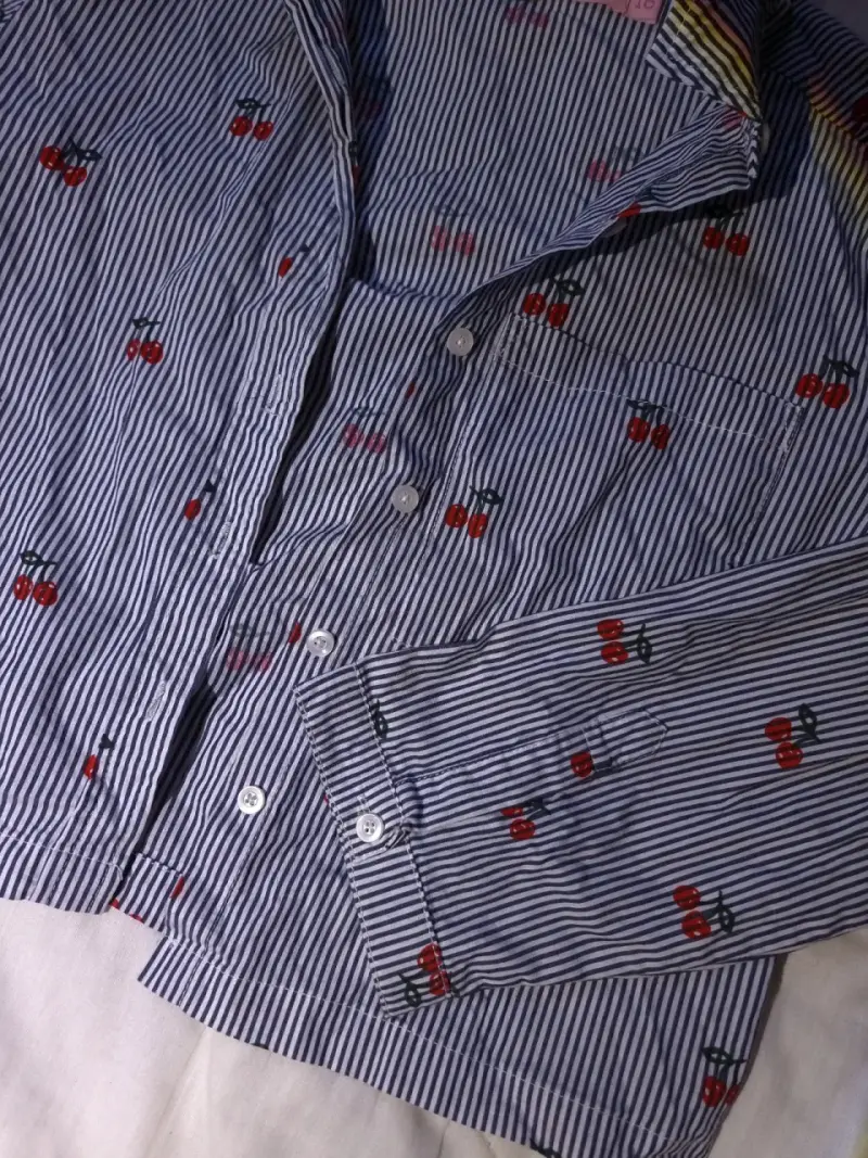 Camisa de rayas con cerezas para niña talla 16 - 2