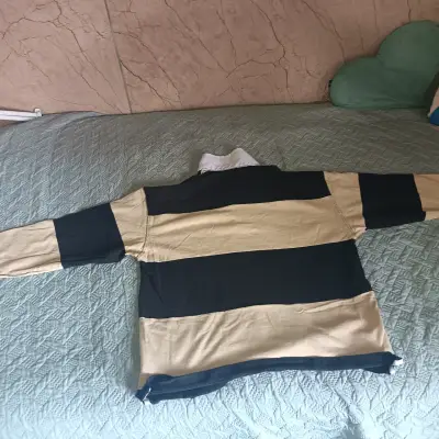 Polera de rugby a rayas negras y beige XL - miniatura 2
