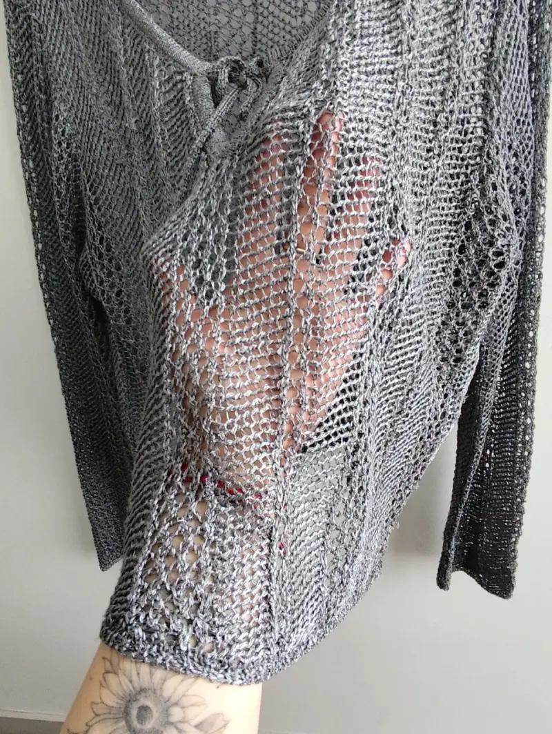 Suéter de punto gris Babados talla XL - 3
