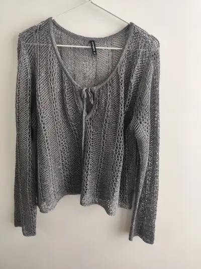 Suéter de punto gris Babados talla XL - miniatura 5