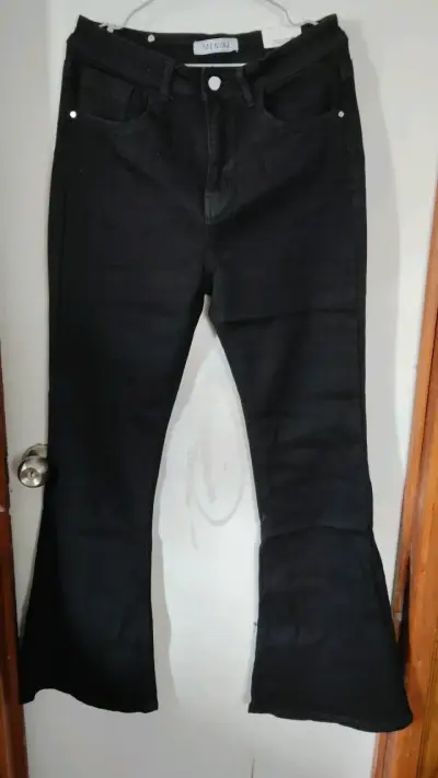 Pantalones acampanados negros menina talla 48 - miniatura 1