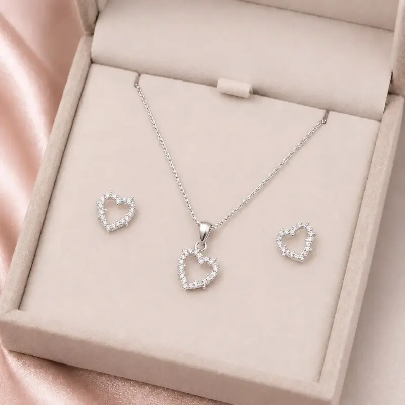Set de joyería con collar y aros de cristal verde - 2
