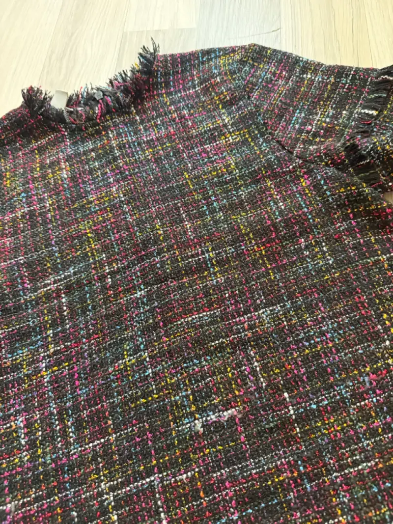 Blusa de tweed multicolor con flecos - 2