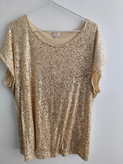 Blusa dorada con lentejuelas para mujer - miniatura 1