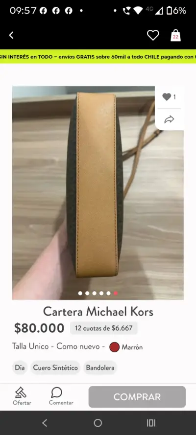 Cartera Michael Kors Marrón Cuero Sintético - miniatura 4