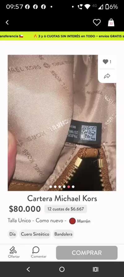 Cartera Michael Kors Marrón Cuero Sintético - miniatura 5