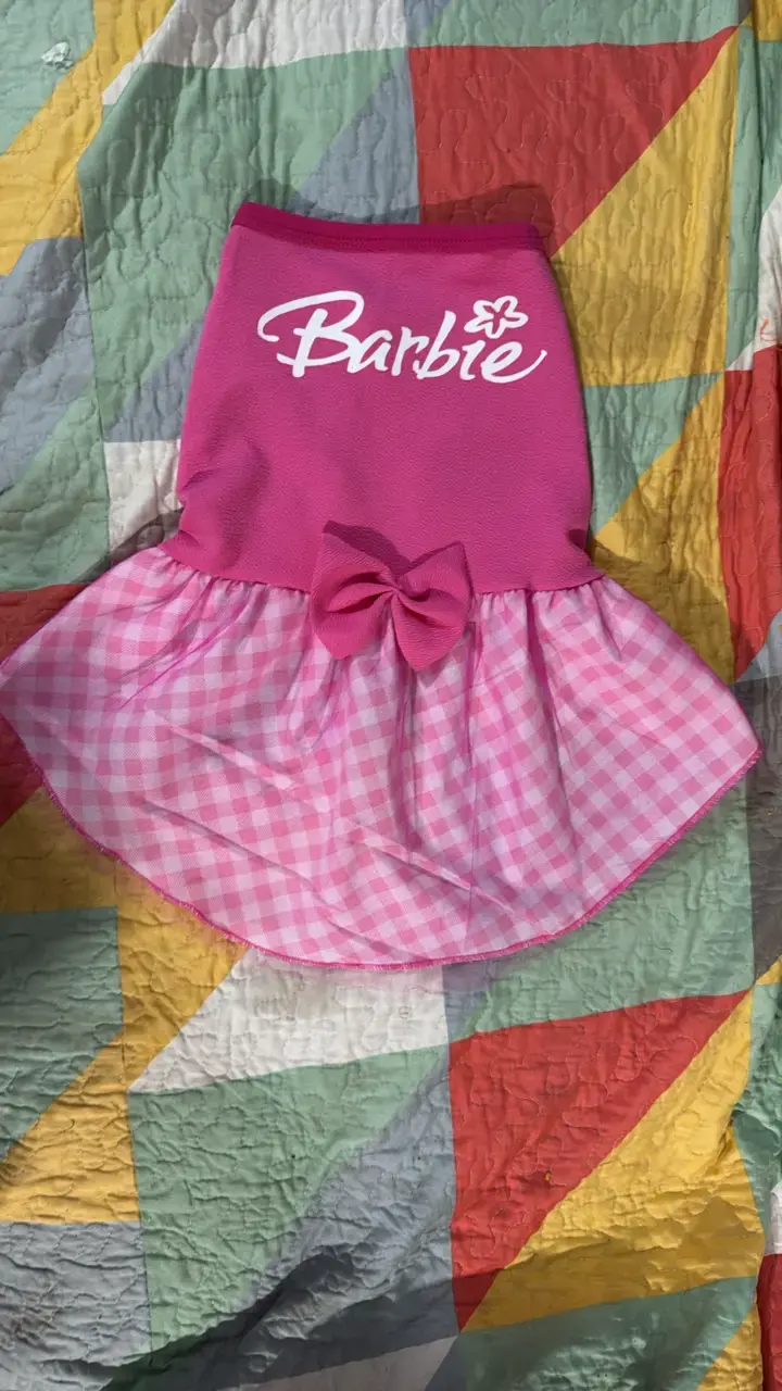 Vestido para perro Barbie rosa con lazo - 1