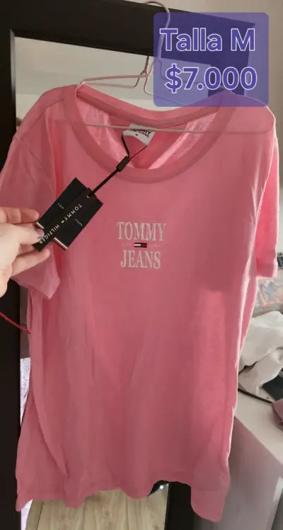 Polera Tommy Jeans rosa talla M - miniatura 1