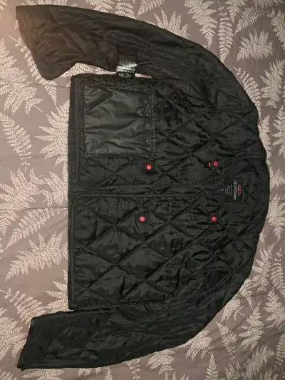 Chaqueta de moto CloveR negra con detalles rojos - miniatura 1