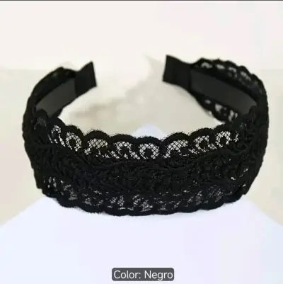 Diadema de encaje negro elegante - miniatura 1