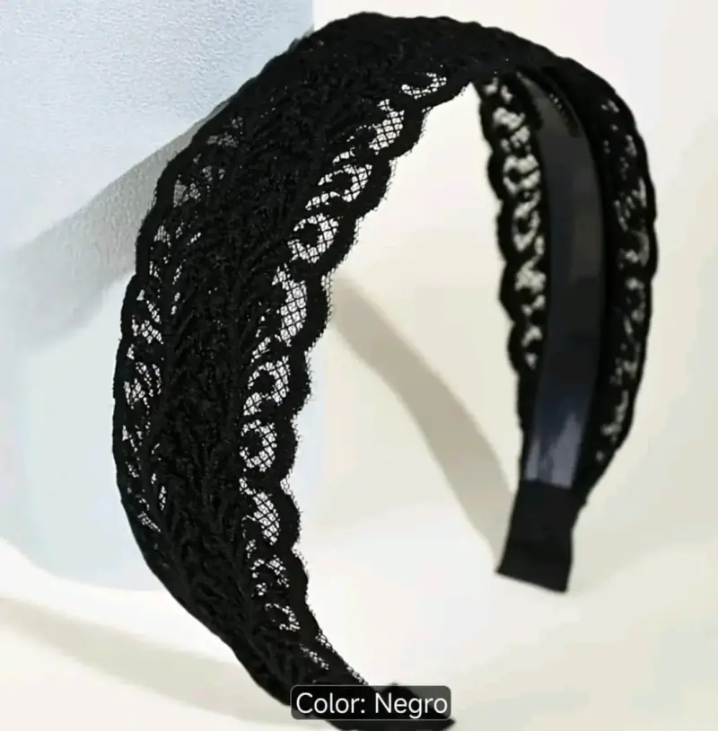 Diadema de encaje negro elegante - 2