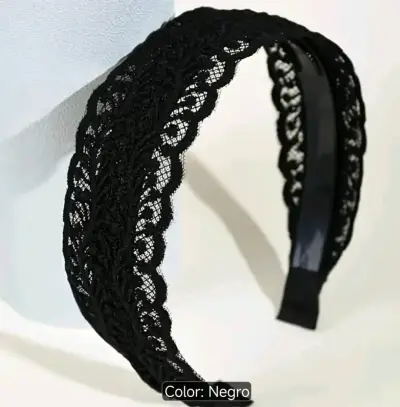 Diadema de encaje negro elegante - miniatura 2