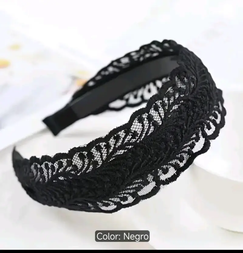 Diadema de encaje negro elegante - 3