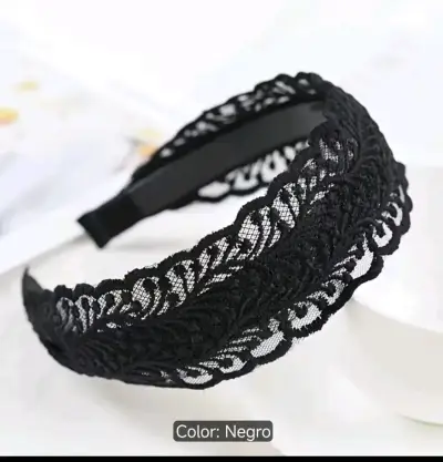 Diadema de encaje negro elegante - miniatura 3