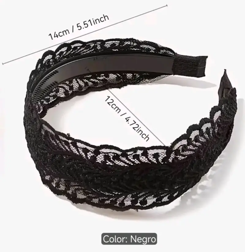 Diadema de encaje negro elegante - 4