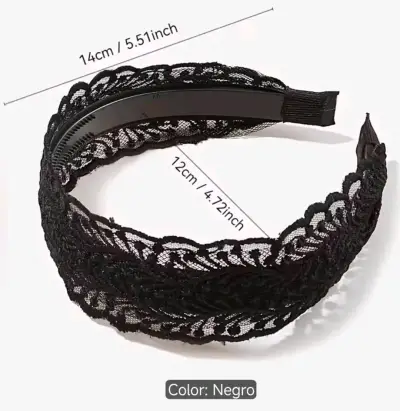 Diadema de encaje negro elegante - miniatura 4