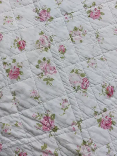 Colcha de retazos floral vintage reversible - miniatura 4