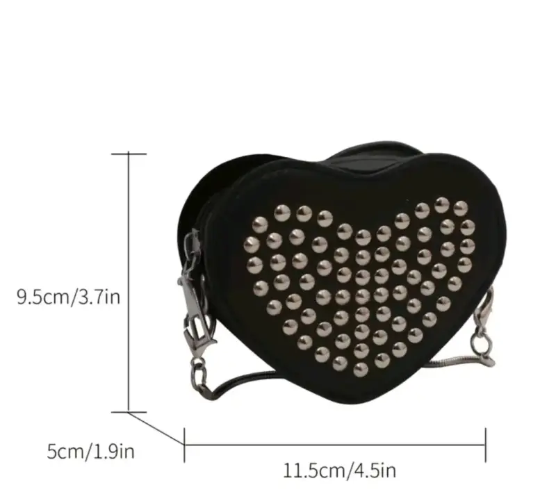 Cartera negra en forma de corazón con tachas - 3