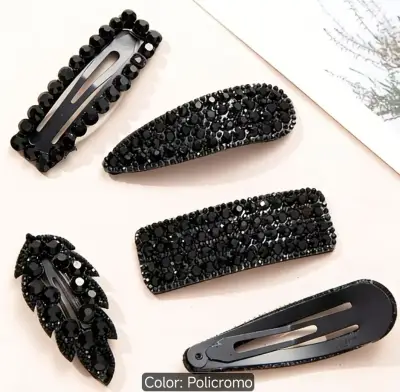 Set de Pinzas para el Cabello con Cristales Negros - miniatura 1
