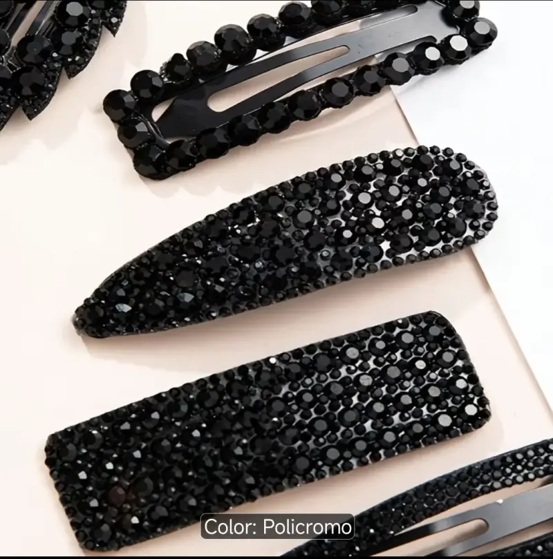 Set de Pinzas para el Cabello con Cristales Negros - 2