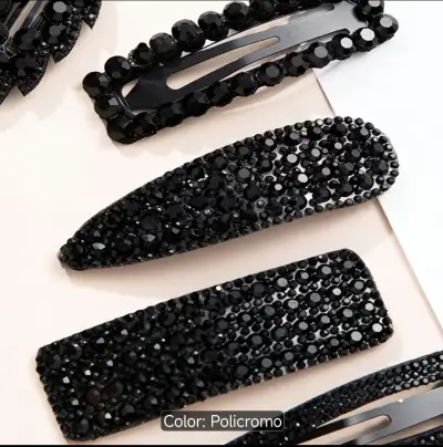 Set de Pinzas para el Cabello con Cristales Negros - miniatura 2