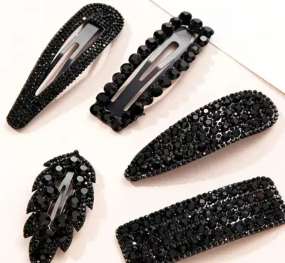 Set de Pinzas para el Cabello con Cristales Negros - miniatura 4