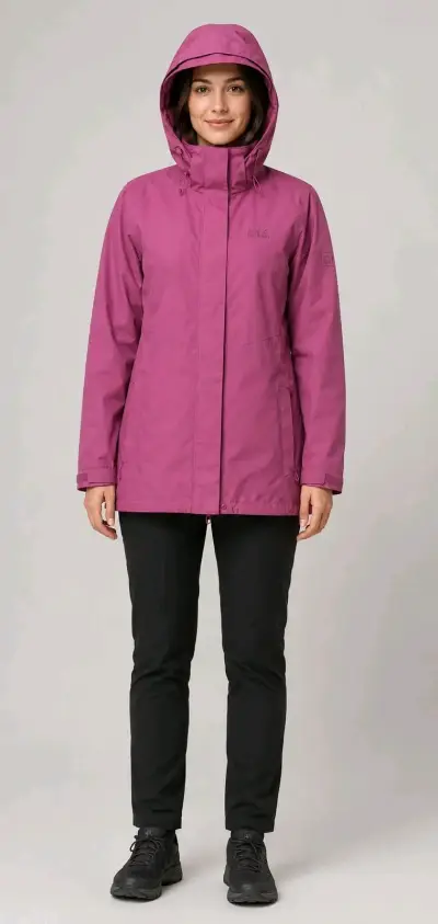 Chaqueta impermeable Jack Wolfskin rosad para muje - miniatura 2