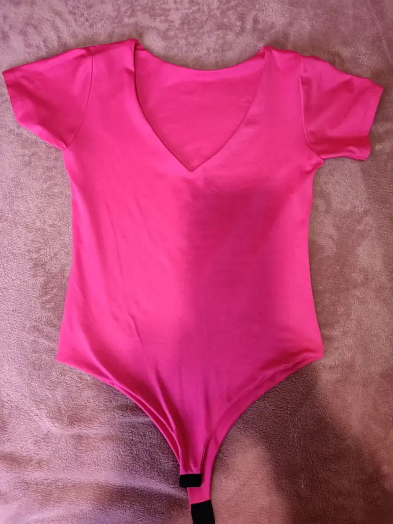 Body fucsia de manga corta para mujer - 1