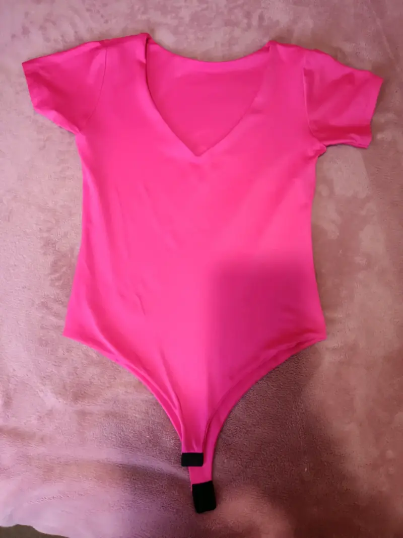 Body fucsia de manga corta para mujer - 2