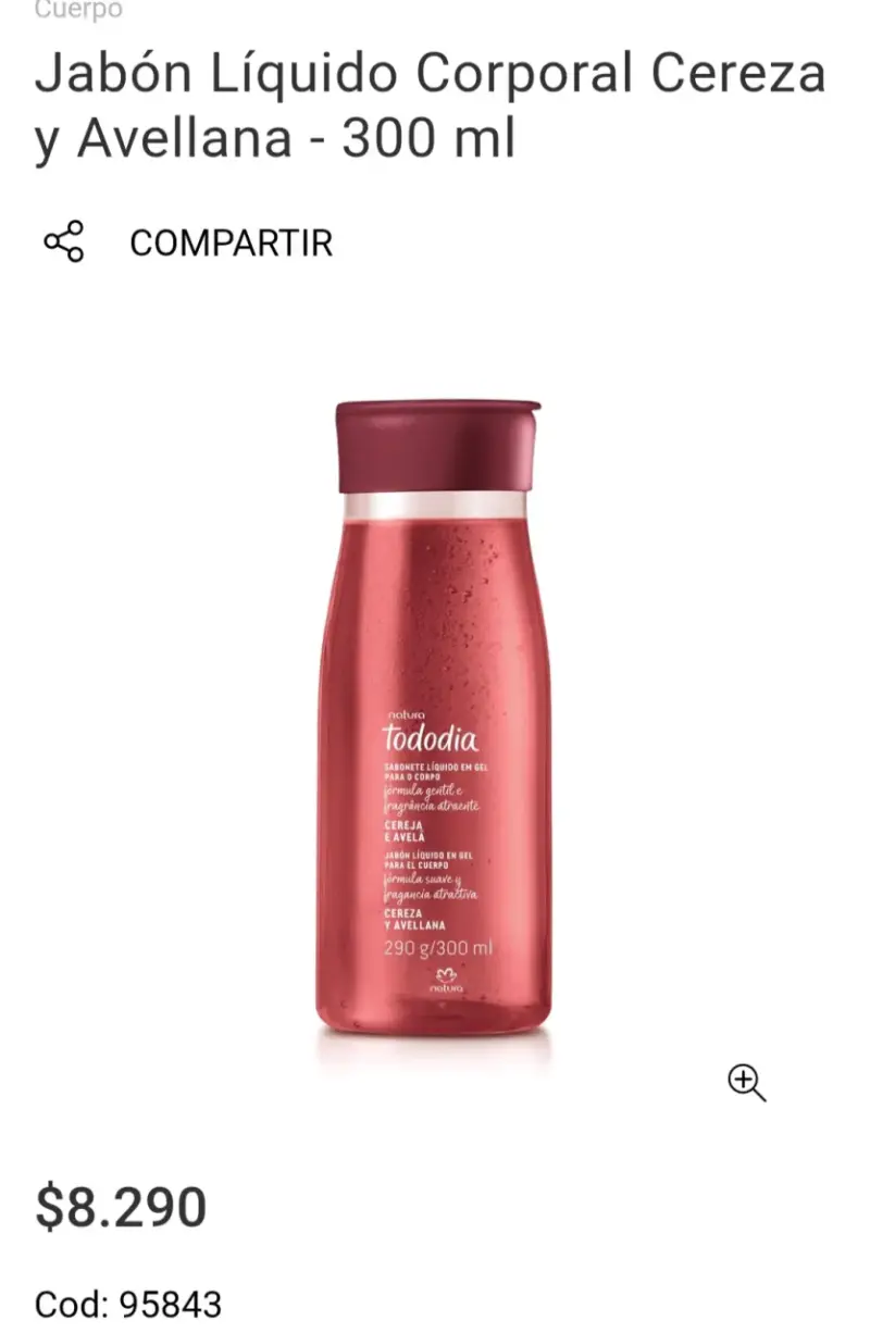 Jabón Líquido Corporal Cereza y Avellana 300 ml