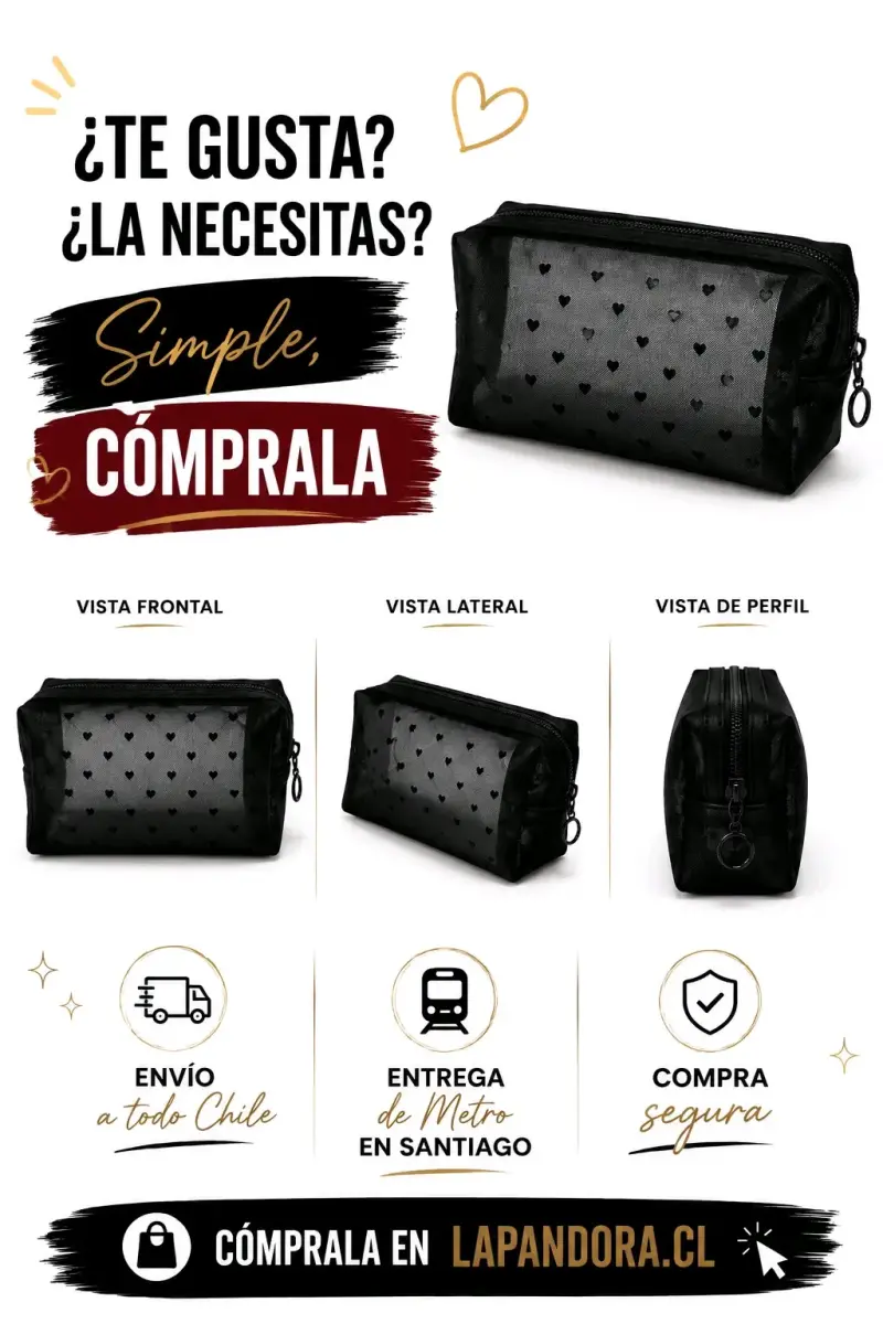 Neceser Negro Transparente con Corazones - 3