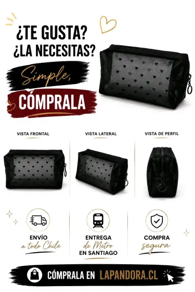 Neceser Negro Transparente con Corazones - miniatura 3